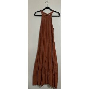 Old Navy Tiered Boho Maxi Dress Rust Floral Sleeveless Flowy Size M Cottagecore
